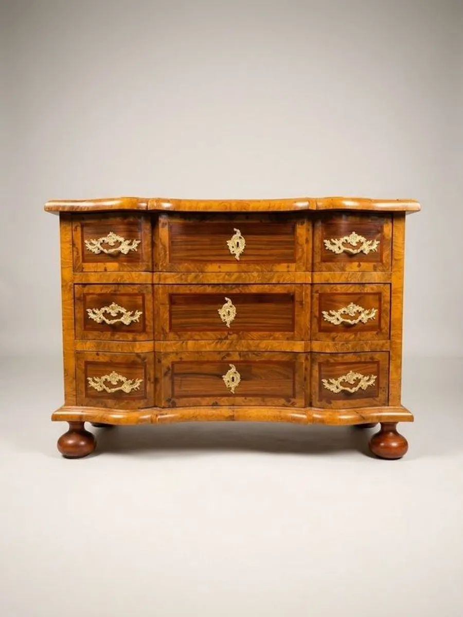 German Baroque Style Large Walnut Chest of Drawers - Image 1