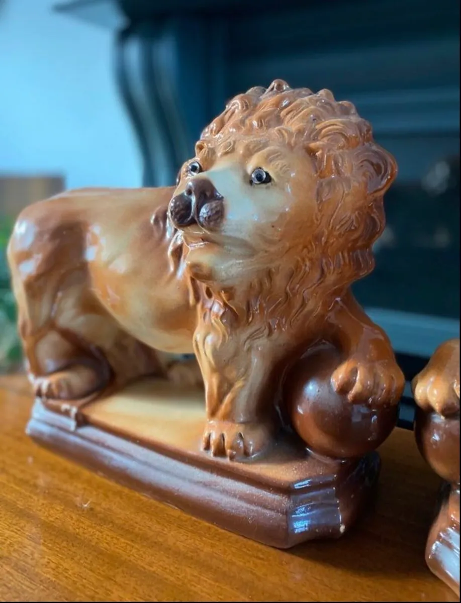 Antique Ceramic Lions - Image 2