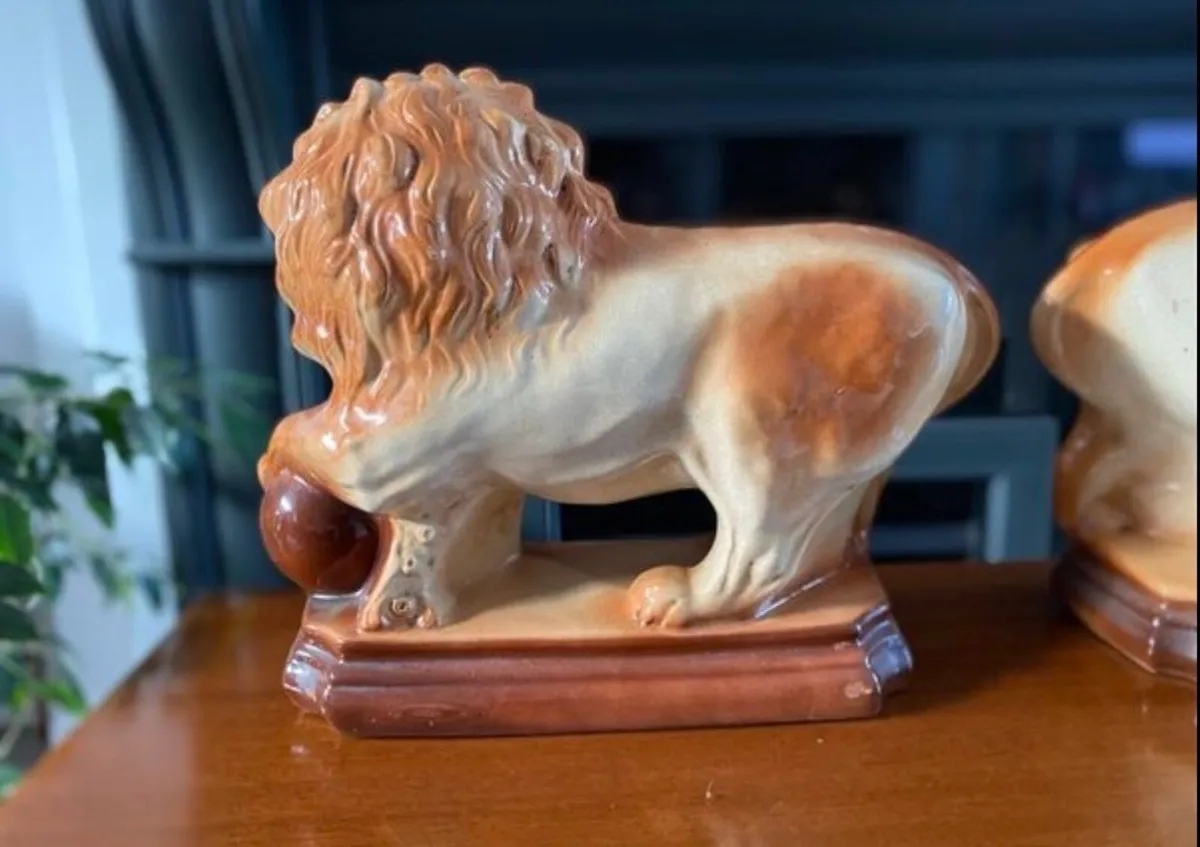 Antique Ceramic Lions - Image 4