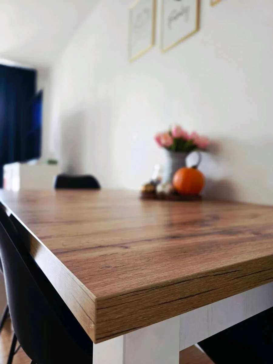 Dining Table - Extendable - Oak & White - Image 3