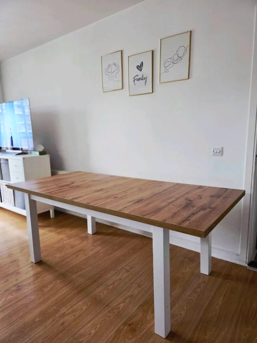 Dining Table - Extendable - Oak & White - Image 4