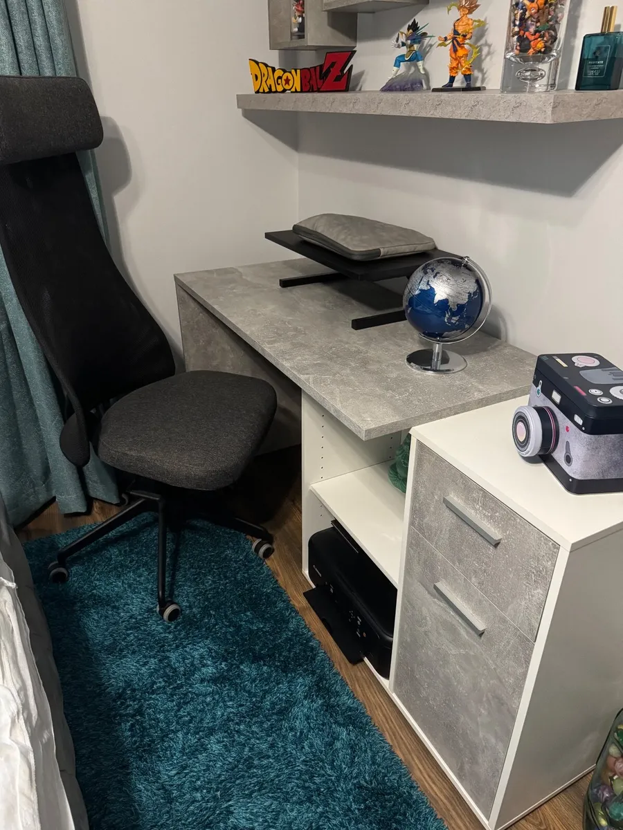 Drawer Desk Concrete Grey - Image 4