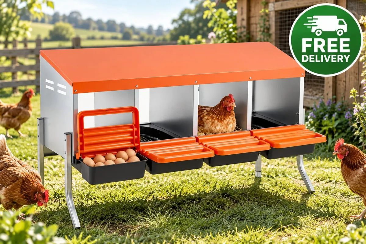 4 Compartment Chicken Nesting Box with Support Leg - Image 1