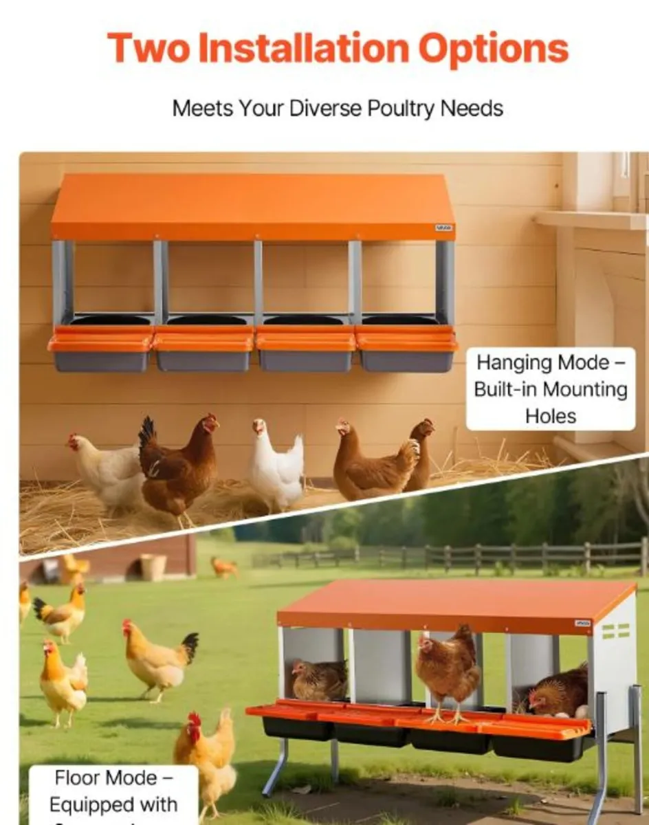 4 Compartment Chicken Nesting Box with Support Leg - Image 4