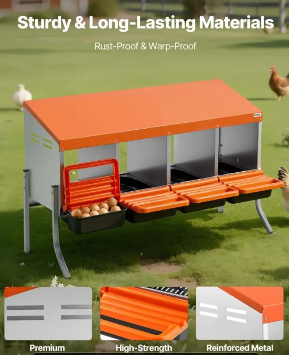 4 Compartment Chicken Nesting Box with Support Leg - Image 3