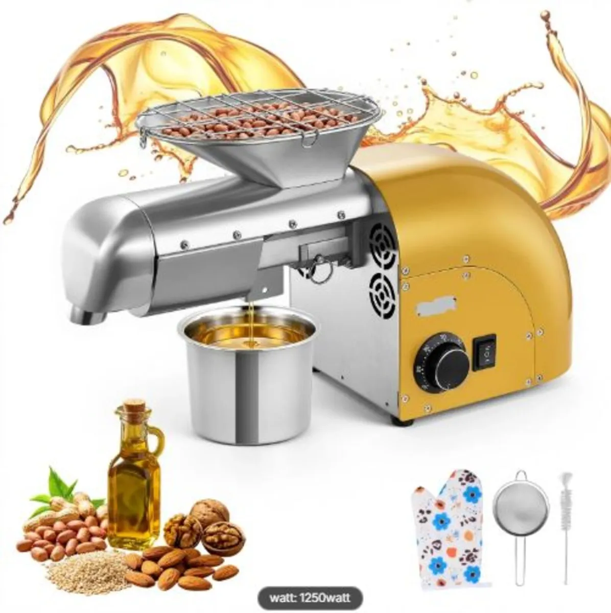 Oil Press Machine, 5KG/H Capacity, 1250W Oil - Image 1