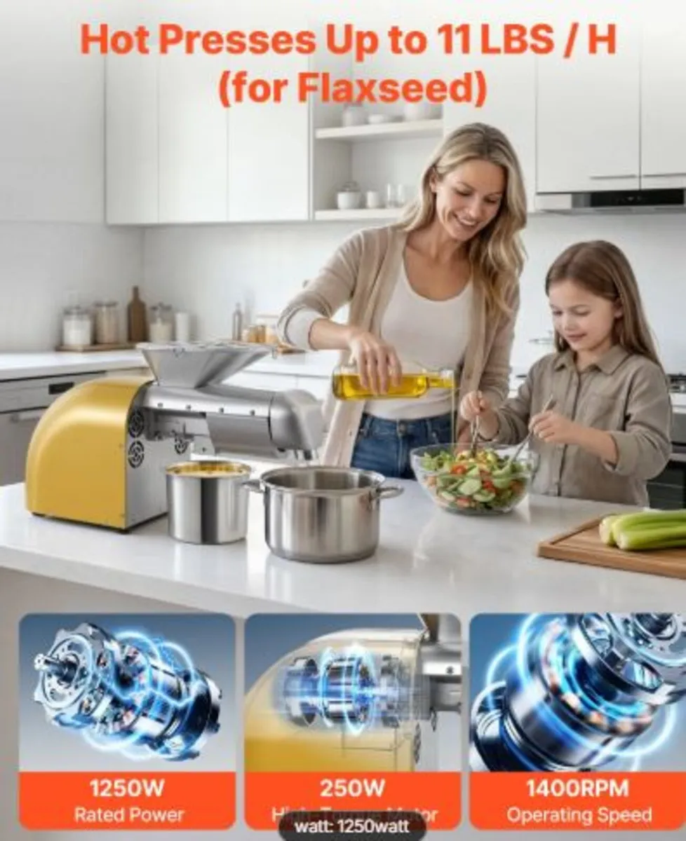 Oil Press Machine, 5KG/H Capacity, 1250W Oil - Image 2