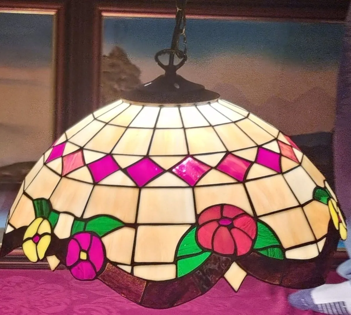 Tiffany Style Ceiling Pendant Lamp 18" Wide Shade - Image 1