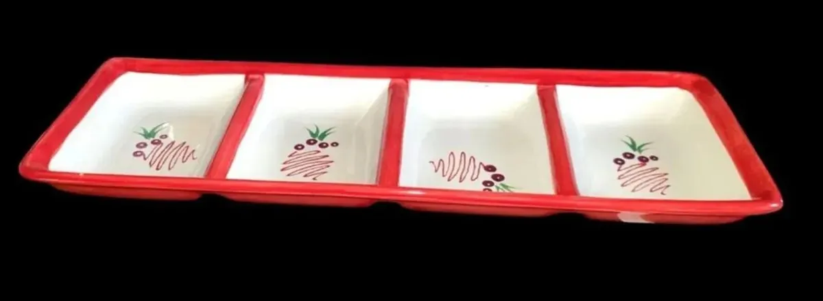 Pristine "Festival" 4-Section Ceramic Serving Tray - Image 3