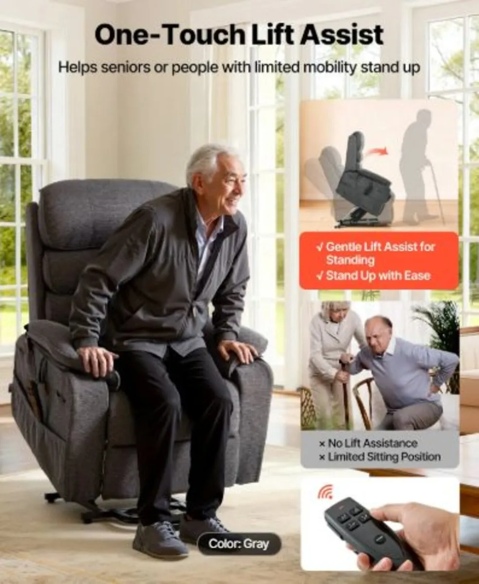 Power Lift Recliner Chair, Dual Motor, Medium - Image 3