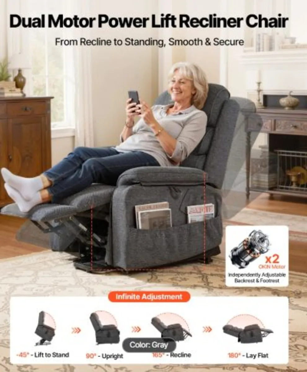 Power Lift Recliner Chair, Dual Motor, Medium - Image 2