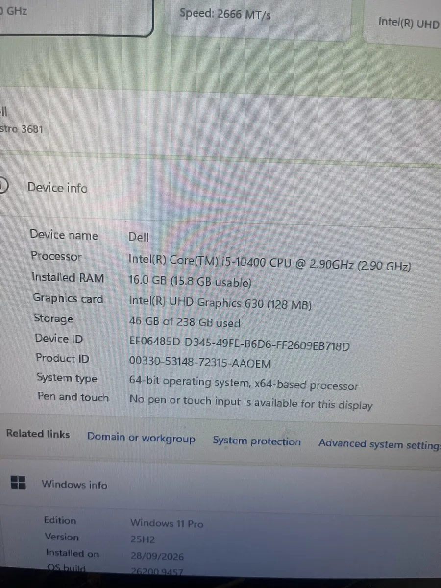 Dell i5-10400/16gb ram/250ssd/Win 11/wifi - Image 3