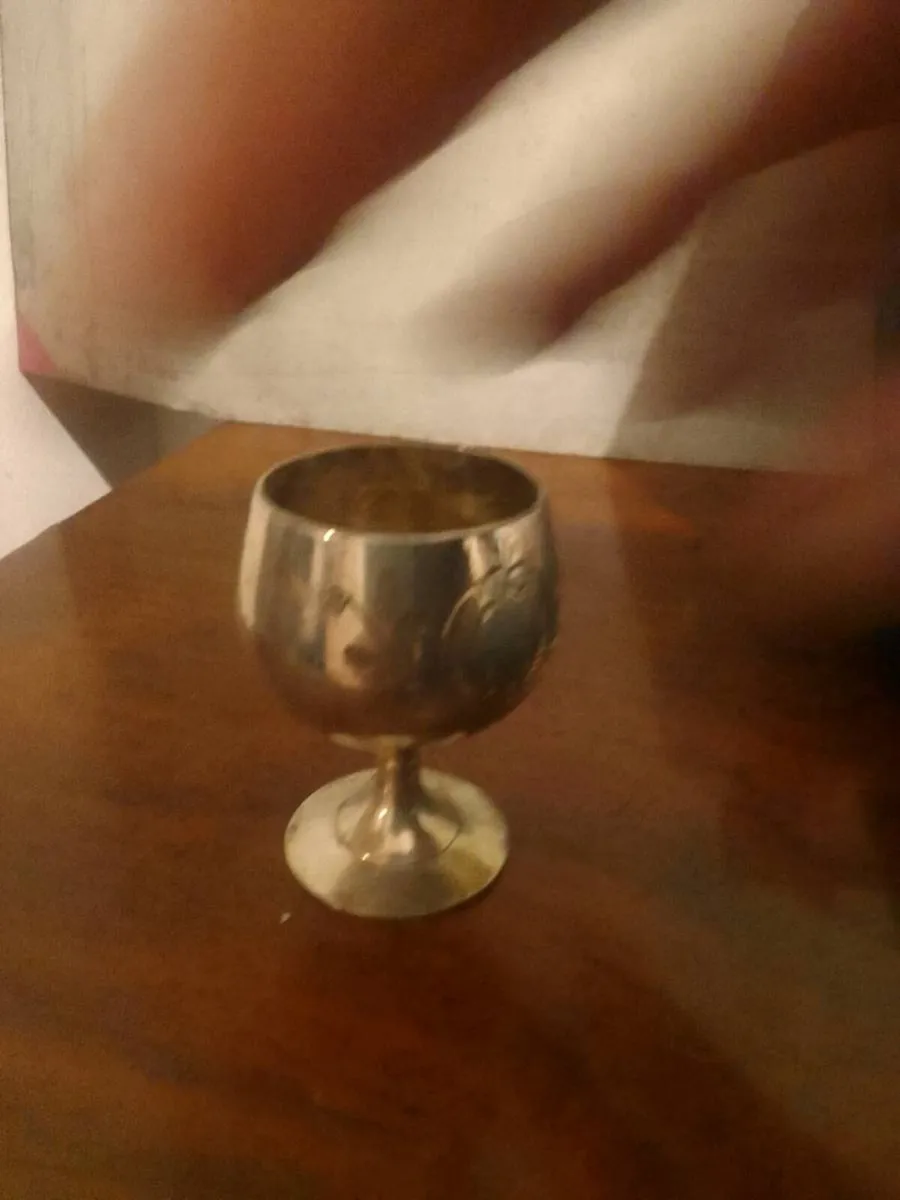 Vintage goblets in velvet display - Image 4