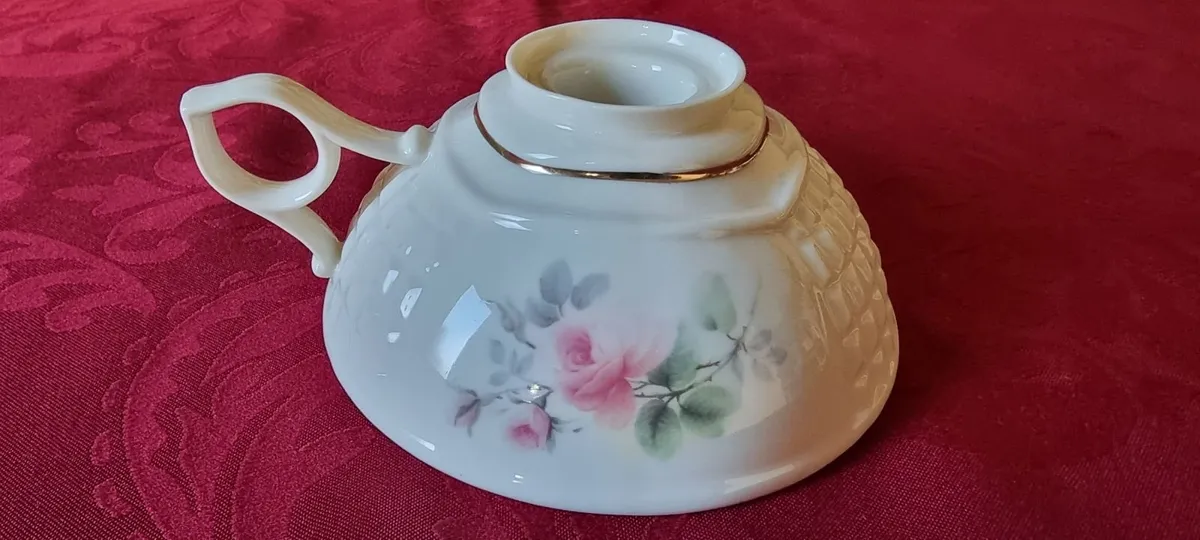 Irish Parian Donegal China Rose Chamber Stick - Image 2