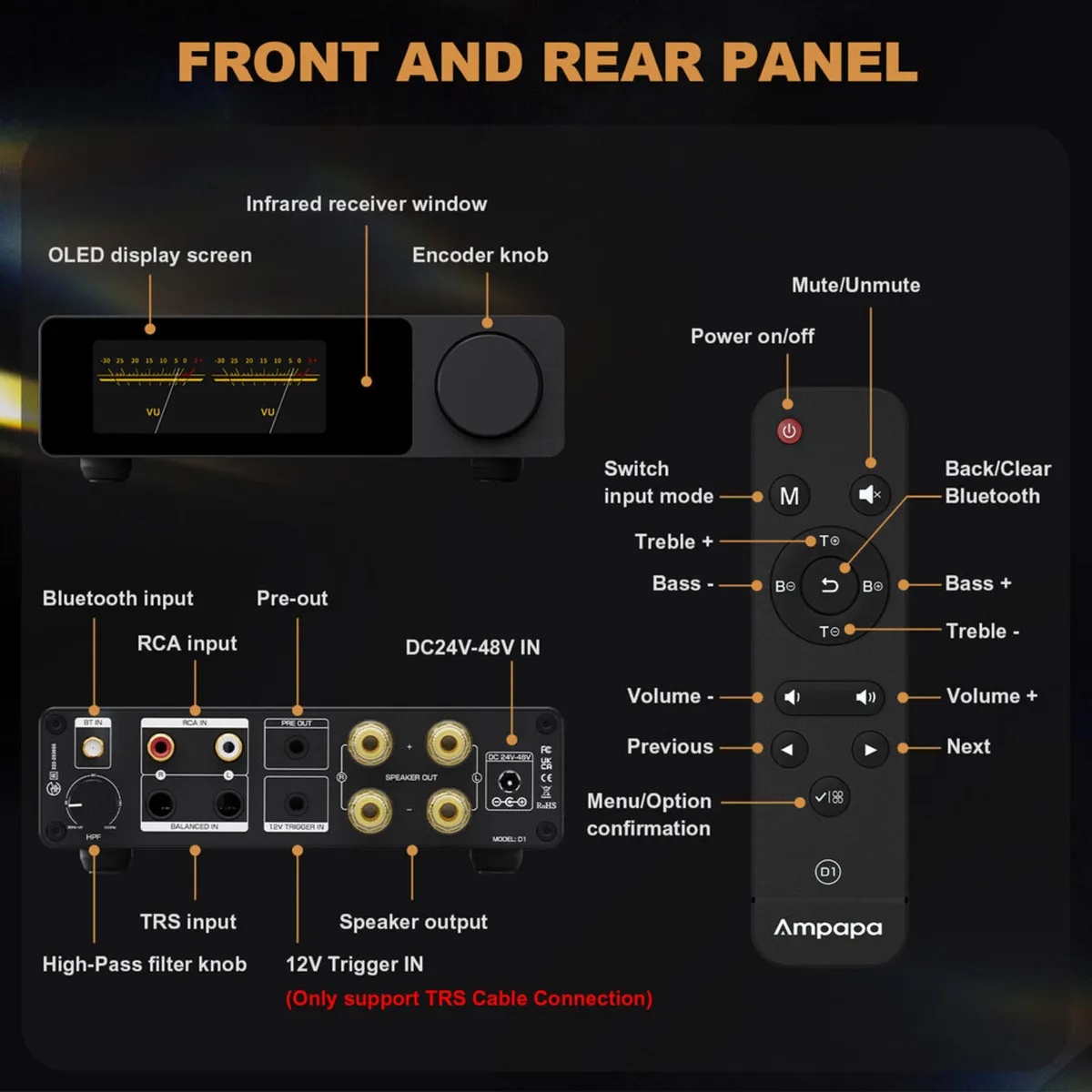 Ampapa D1 Amp 2x300🔊🎶W SBC/AAC/aptX/aptX-HD - Image 3
