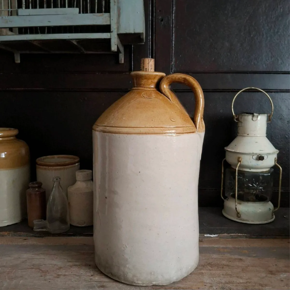Antique One Gallon Stoneware Flagon Jug - Image 1