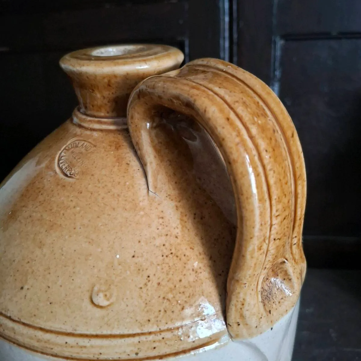 Antique One Gallon Stoneware Flagon Jug - Image 3