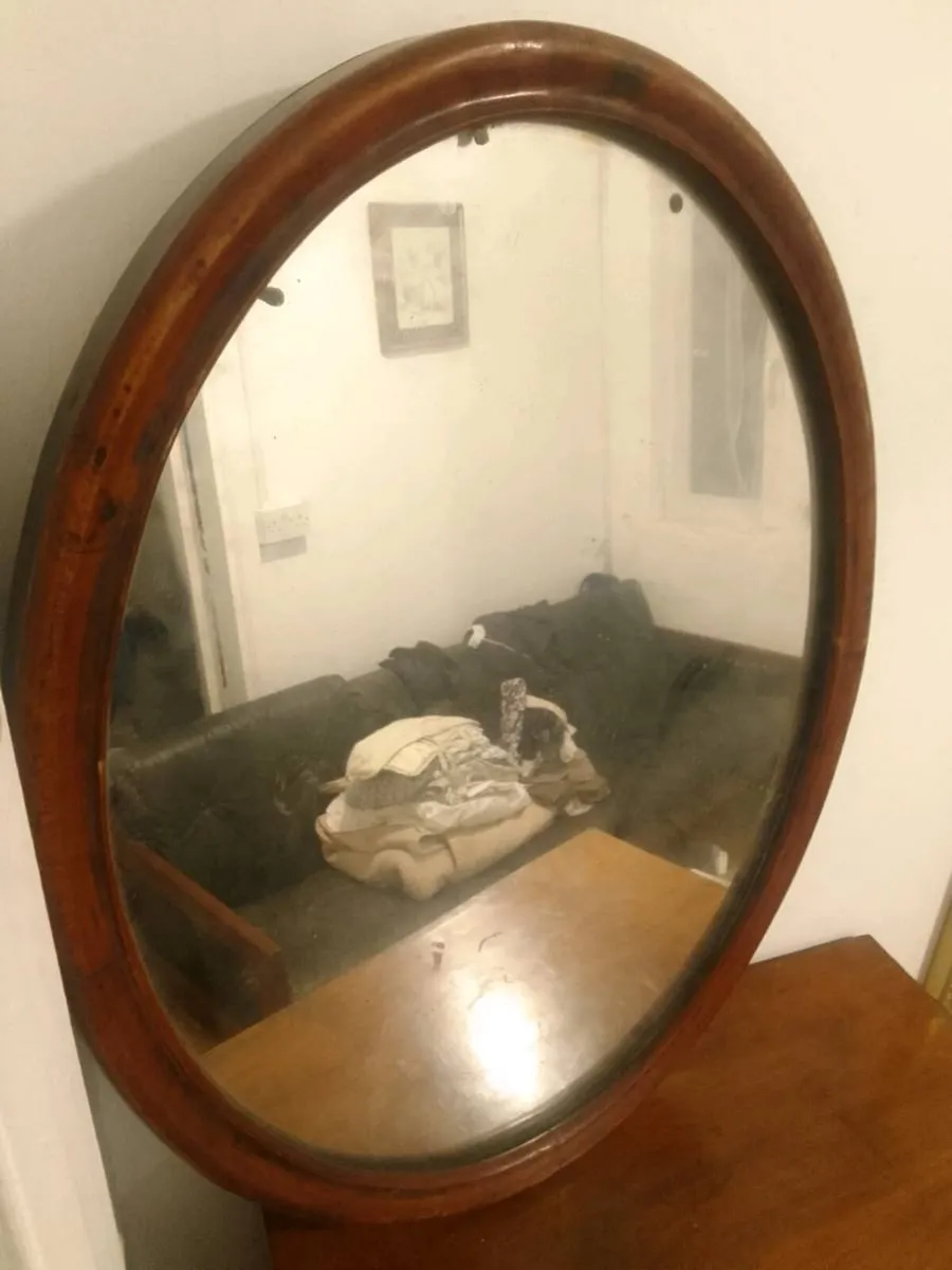 Victorian mahogany  ovan vanity mirror - Image 1
