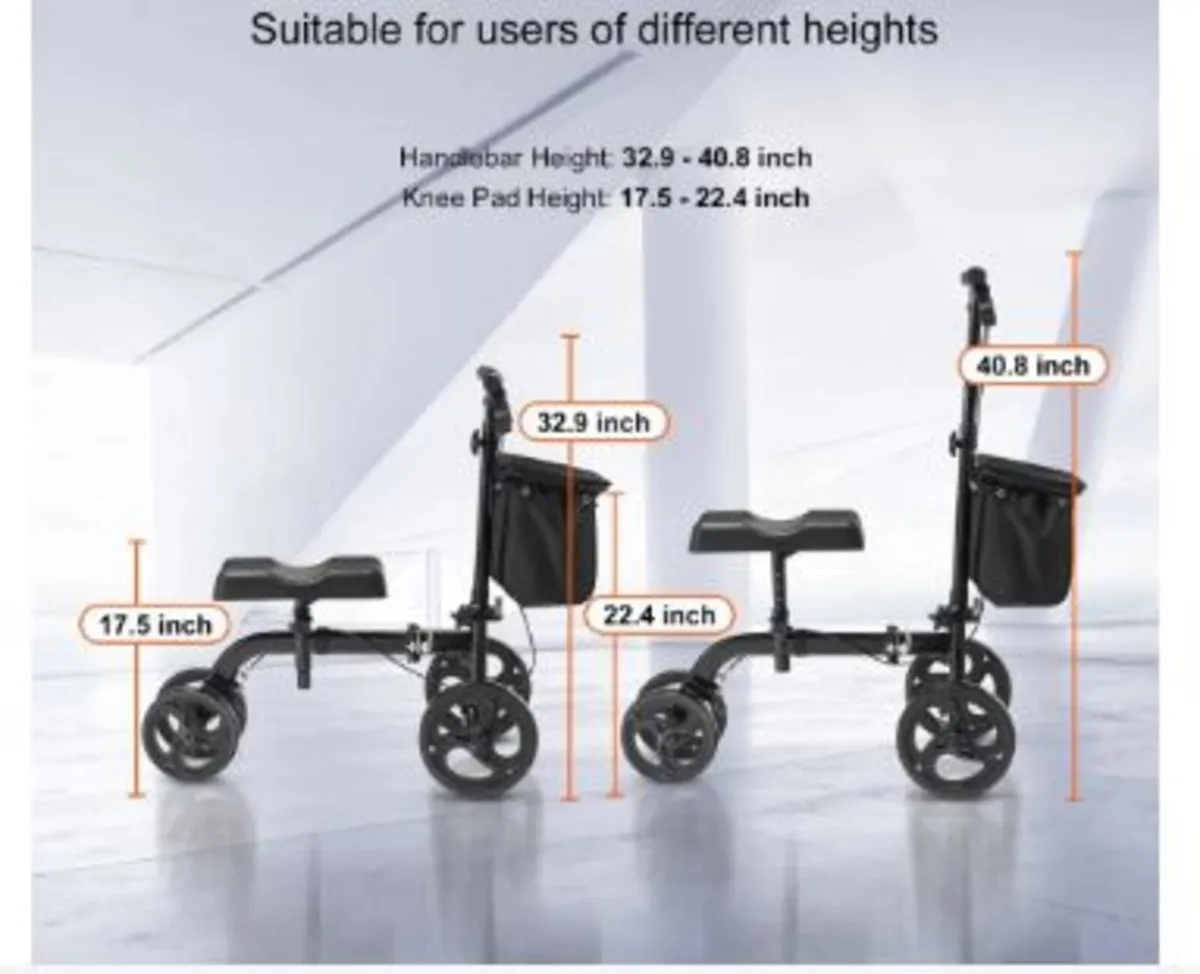 Folding Knee Scooter, Carbon Steel - Image 3