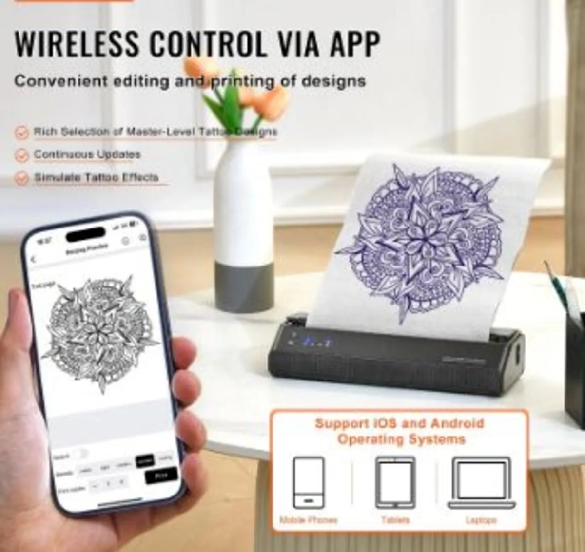 Tattoo Transfer Stencil Printer, Wireless Bluetoo - Image 2