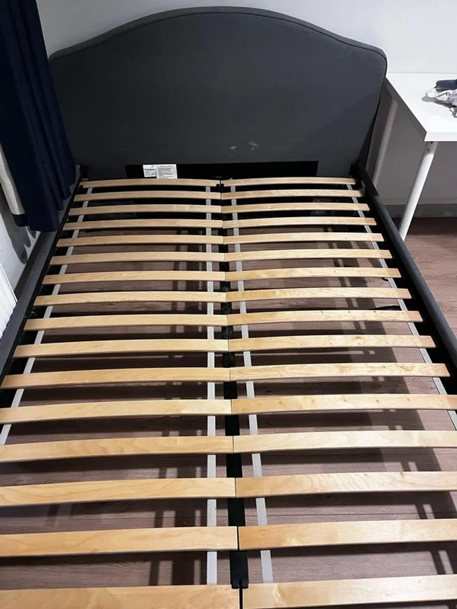 IKEA double bed, mattress and two under bed storage drawers - Image 1
