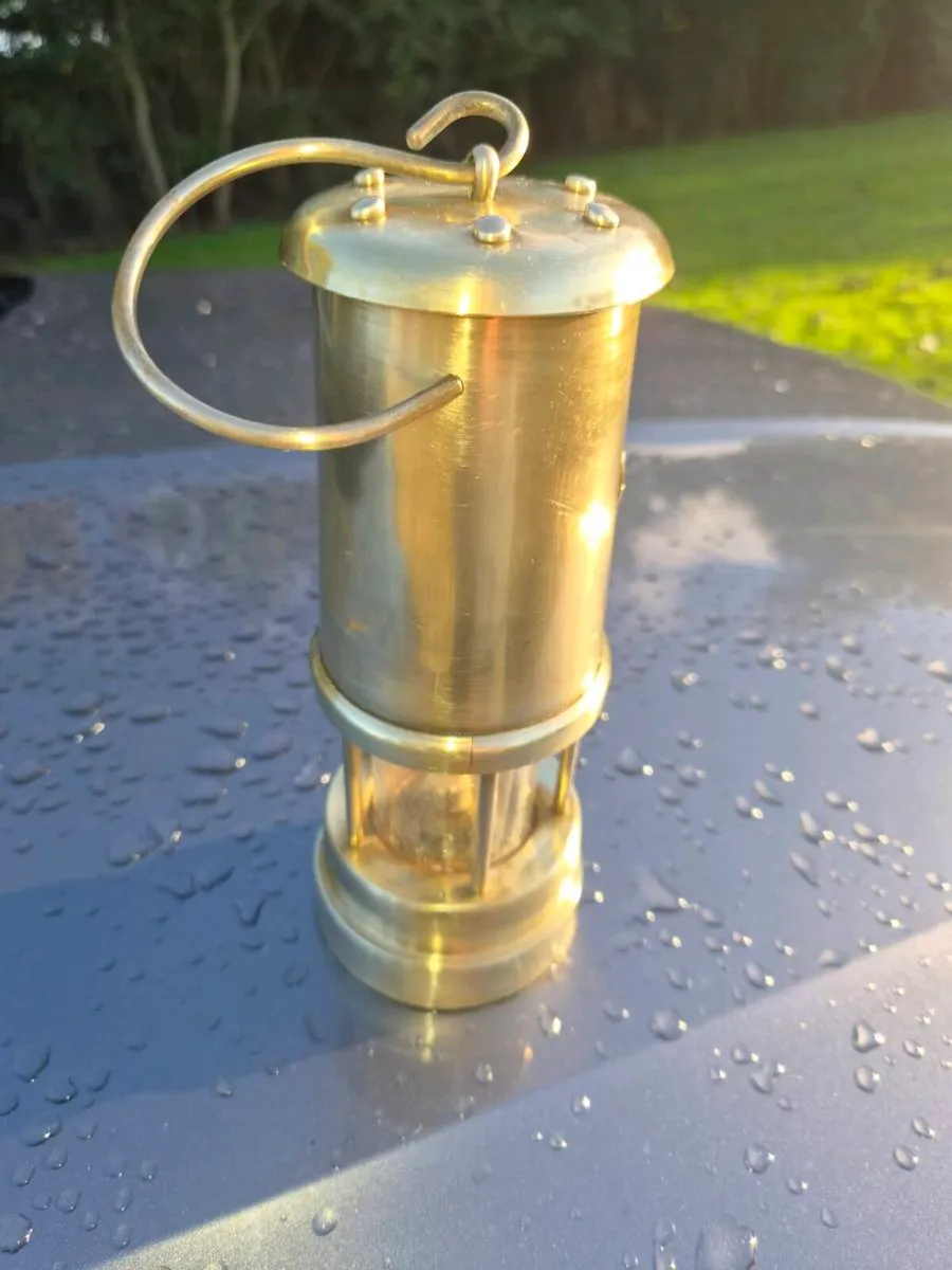 Old  Welsh  brass  miners lamp - Image 3