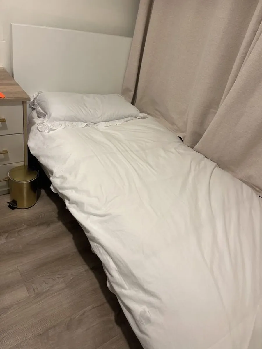 IKEA single bed with mattress and two under bed storage drawers - Image 1