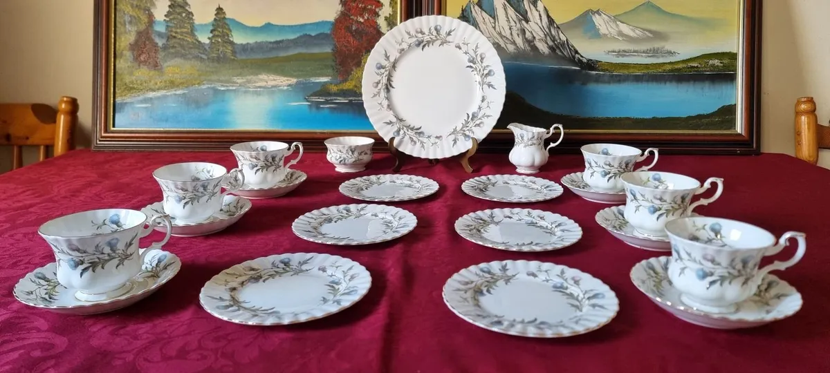 21 Pc. Royal Albert Brigadoon Bone China Tea Set - Image 3
