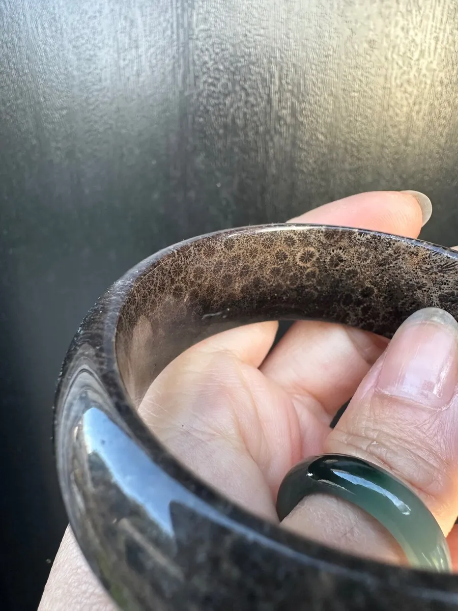 Natural fossil coral jade bangle 55mm - Image 4