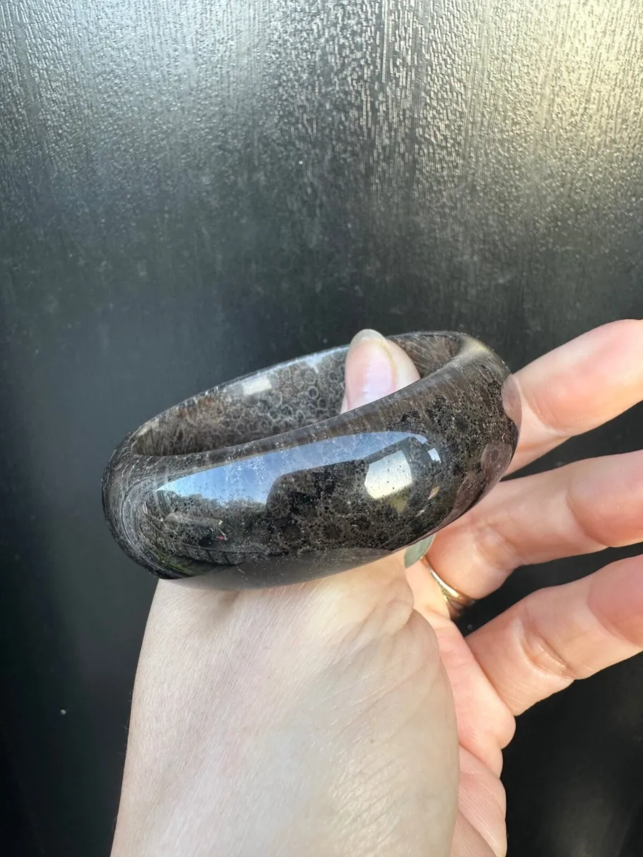 Natural fossil coral jade bangle 55mm - Image 2