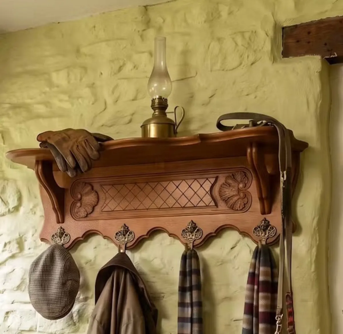 Smaller old coat rack with shelf