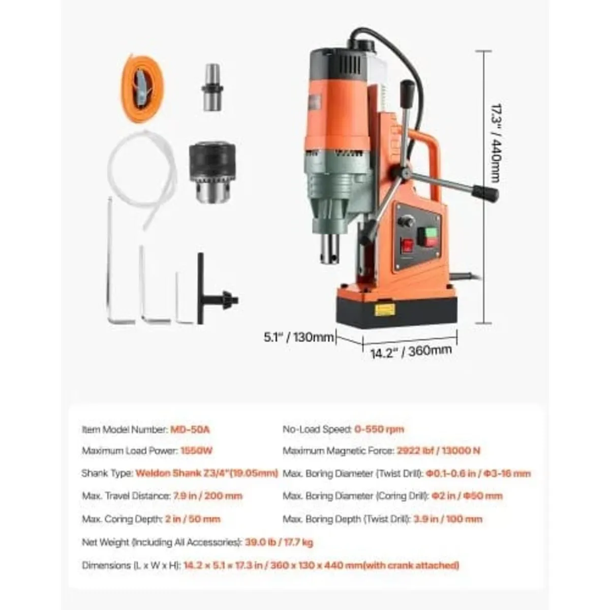 Magnetic Drill, 1550W Motor 50 mm Coring Diameter, - Image 2