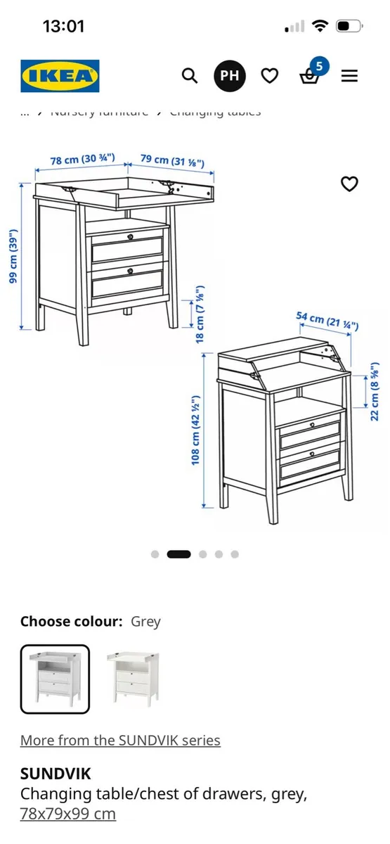 Baby changing Unit with shelves and drawers - Image 3