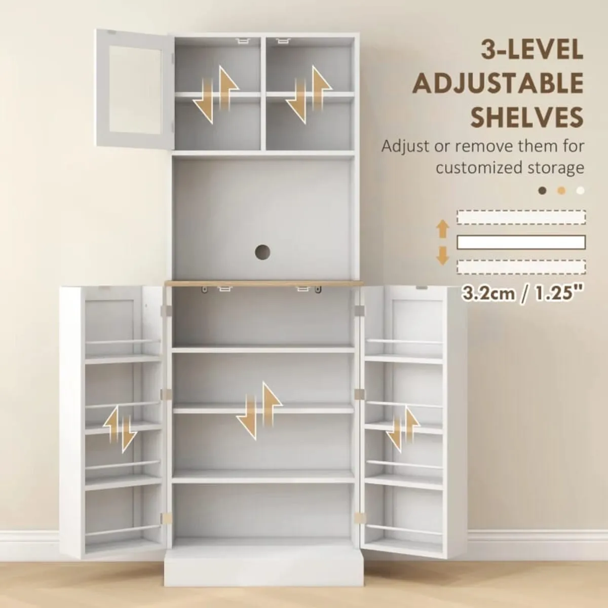 Sideboard Buffet Cabinet, 133 cm Storage Cabinet w - Image 4