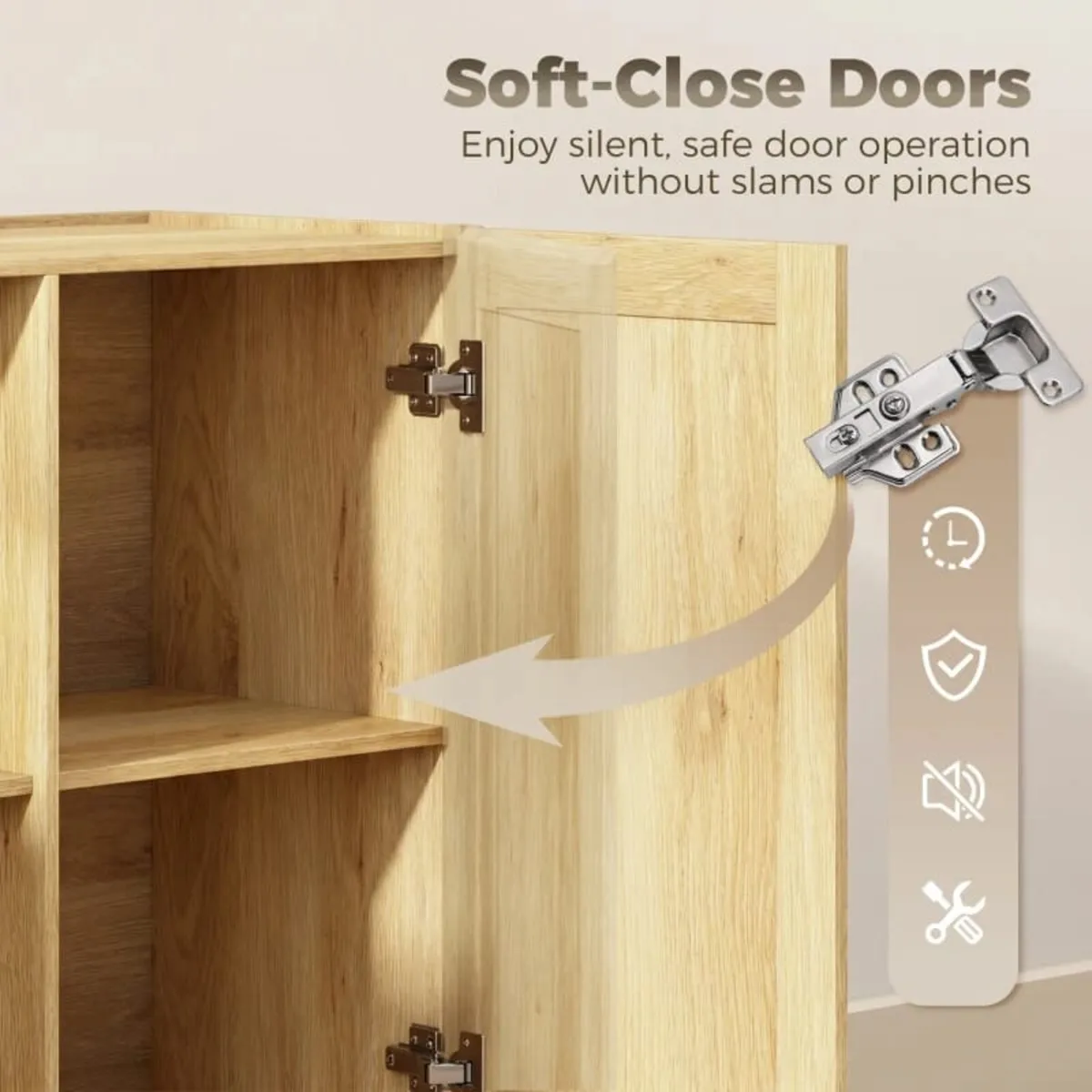 Sideboard Buffet Cabinet, 133 cm Storage Cabinet w - Image 4