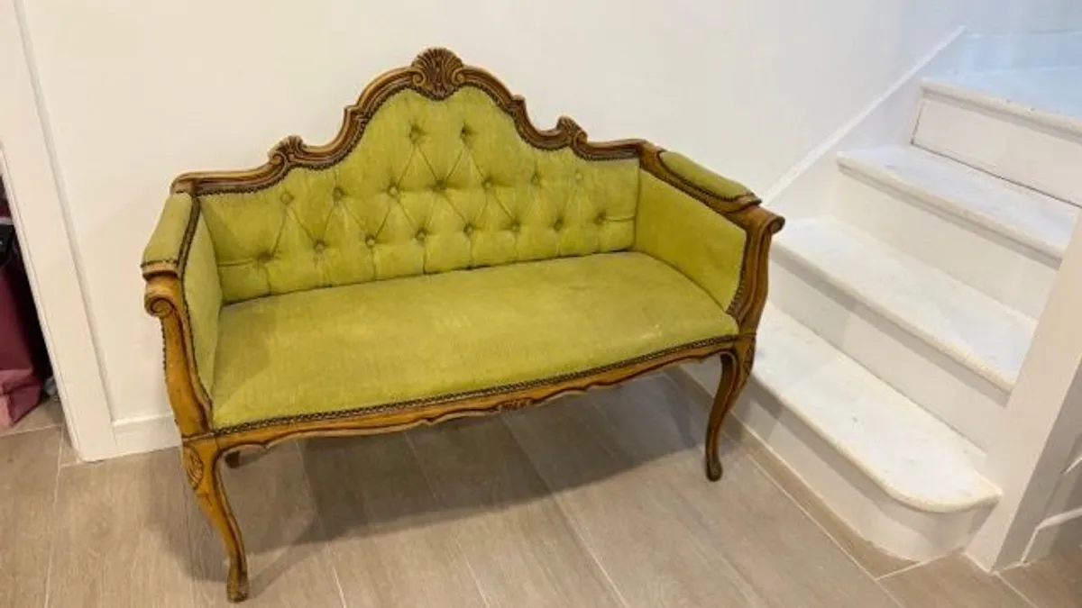 French Love Seat Vintage Settee - Image 1