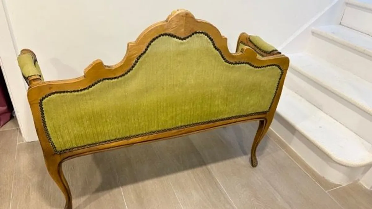 French Love Seat Vintage Settee - Image 4