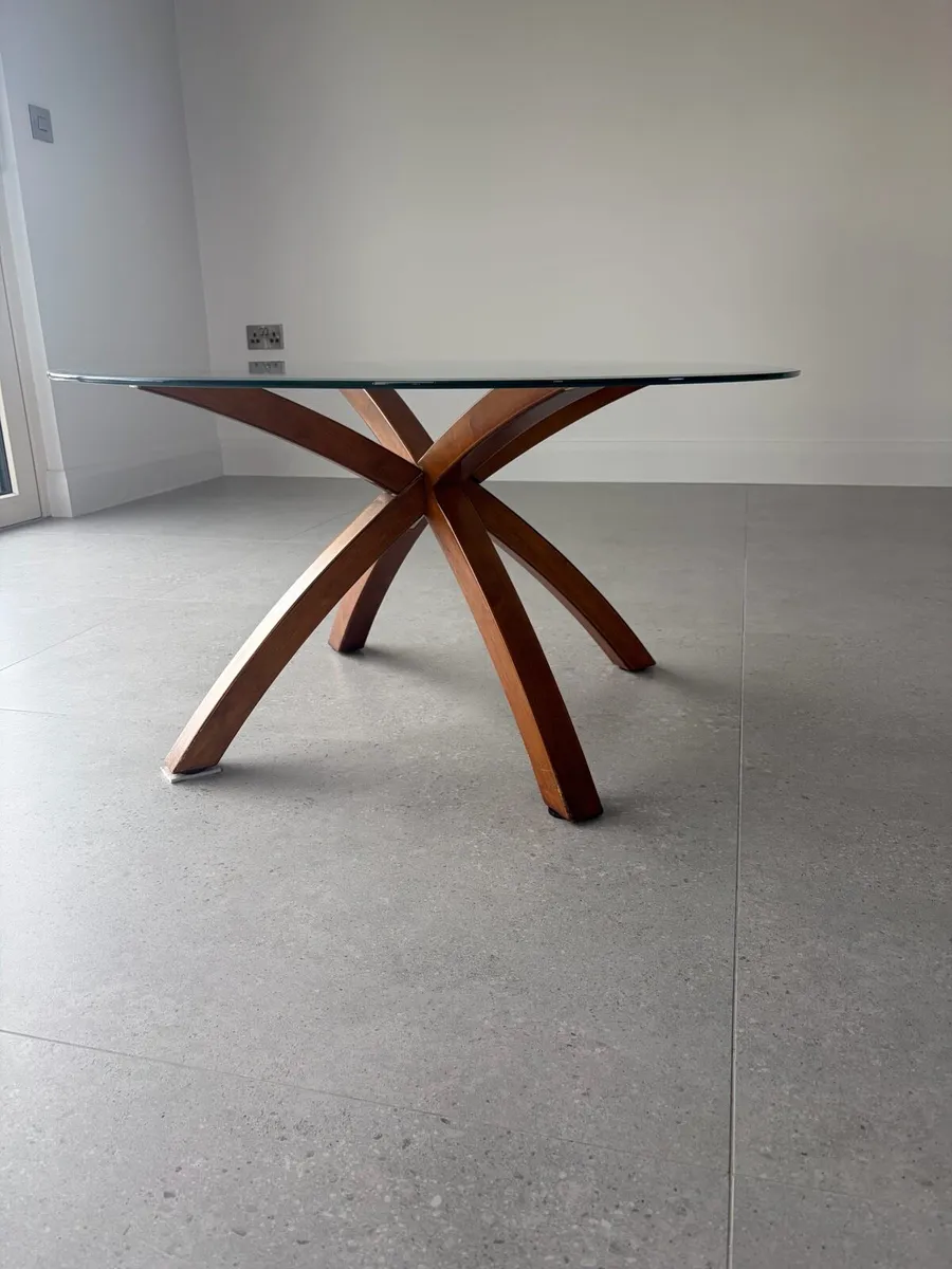 Walnut glass coffee table - Image 2