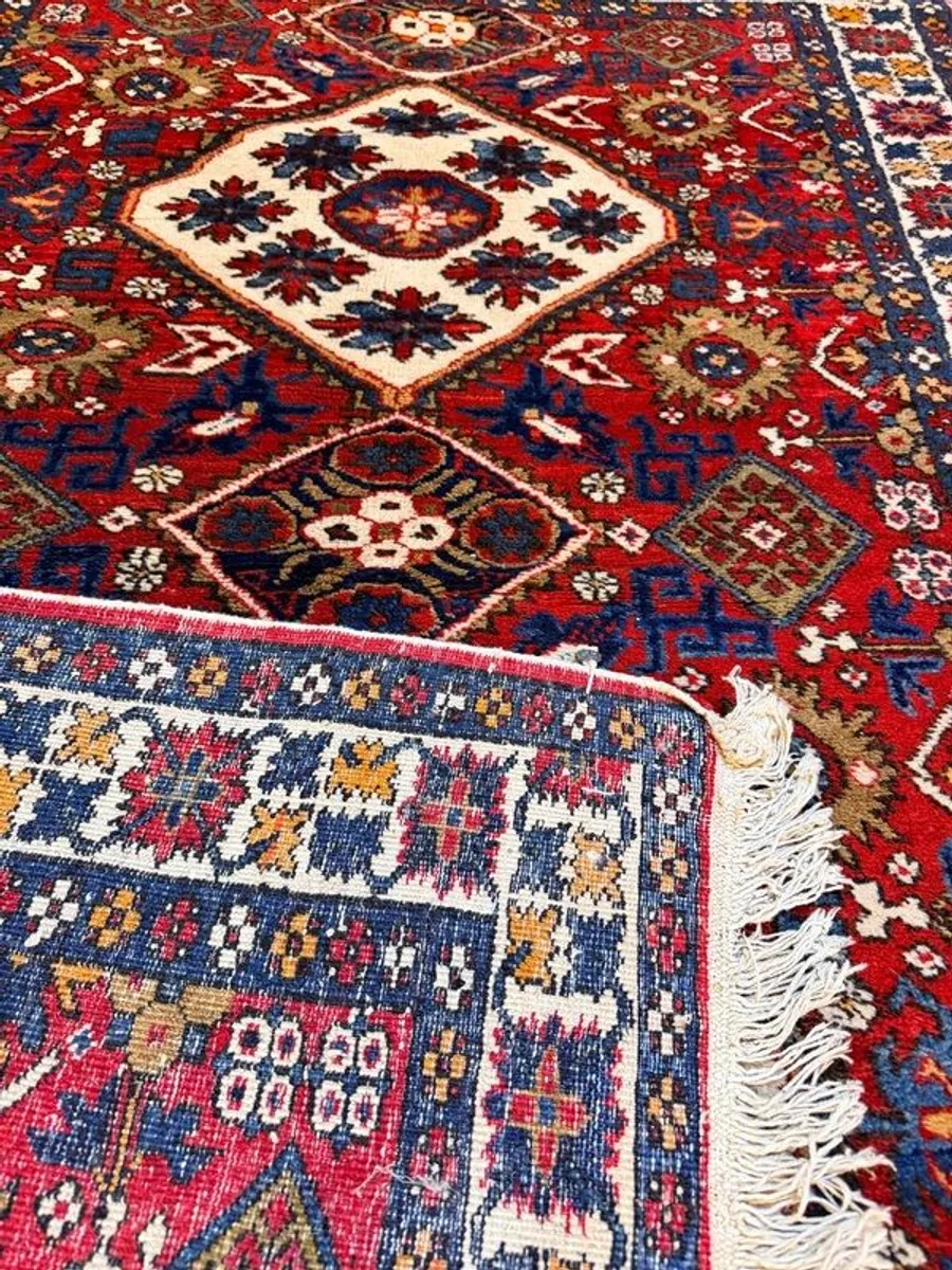 Vintage Handknotted Yalameh Pure Wool Rug - Image 3