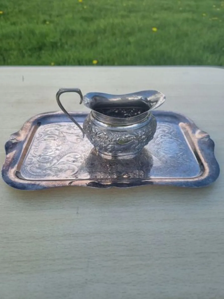 Viking Plate -  silver plate   creamer and tray - Image 1