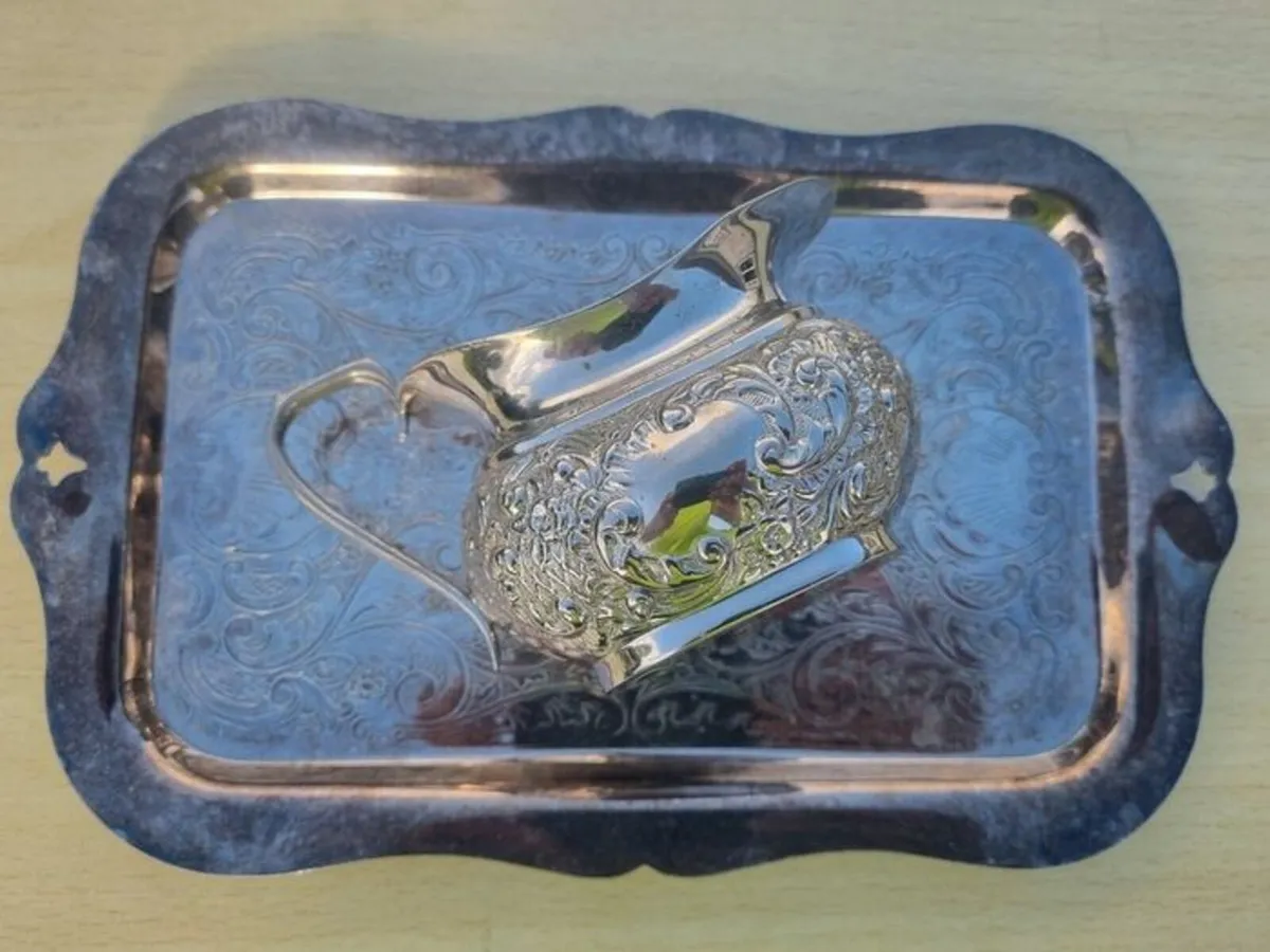 Viking Plate -  silver plate   creamer and tray - Image 2
