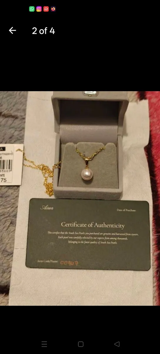 Genuine White South Sea Pearl Pendant boxed with C - Image 3