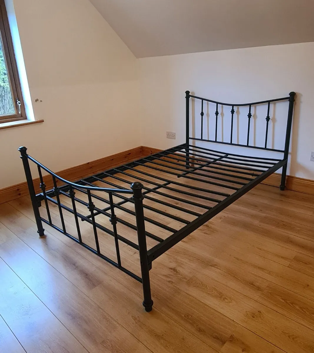 Black Metal Bed With Mattress - Image 1