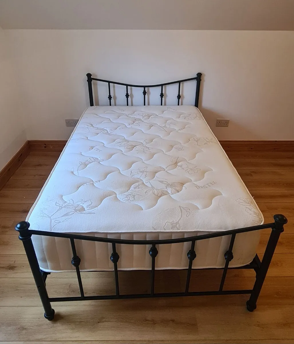 Black Metal Bed With Mattress - Image 2