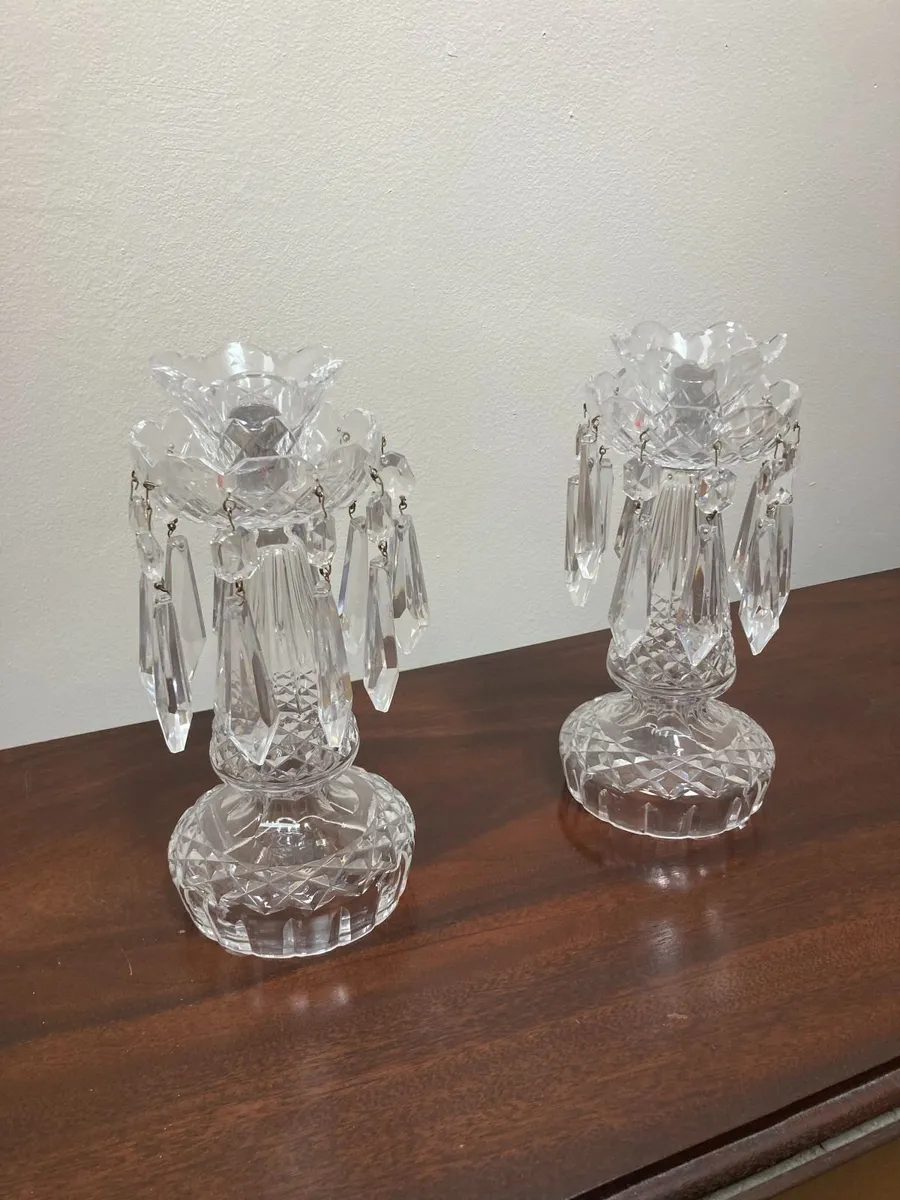Crystal Lustres - Pair - Cut Glass - Image 3