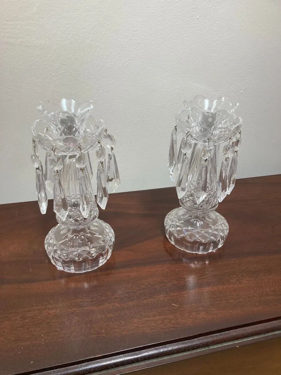 Crystal Lustres - Pair - Cut Glass - Image 2