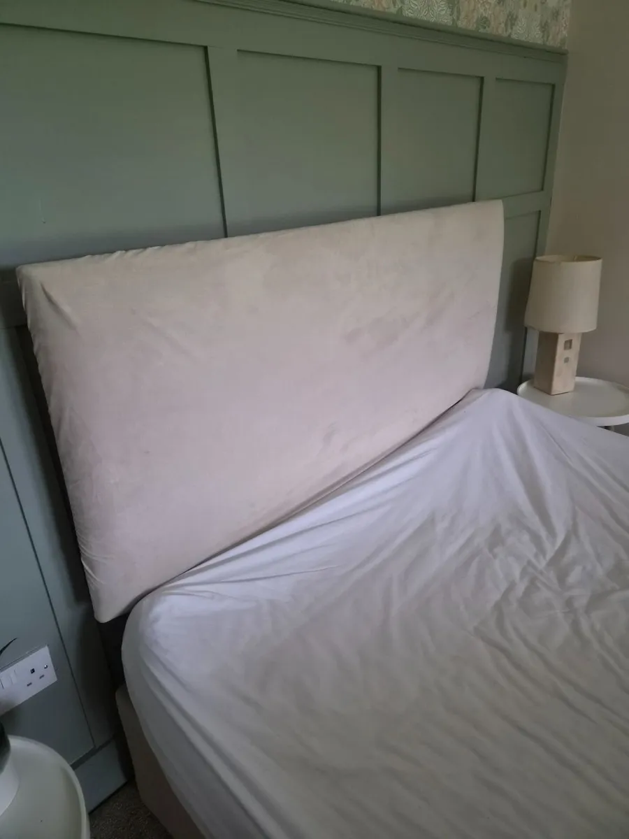 Double divan bed with headboard and covers - Image 2