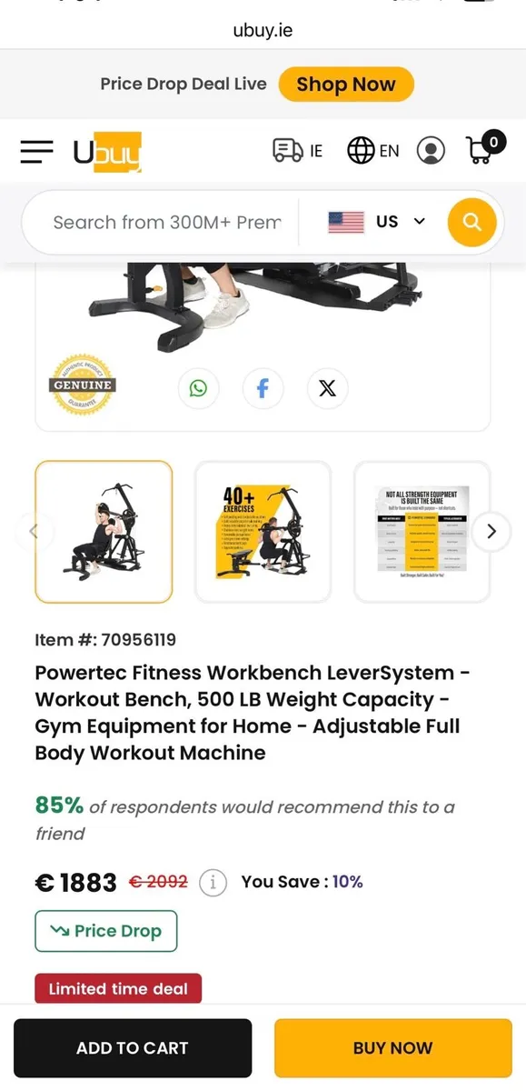 Powertec workbench Olympic gym - Image 4