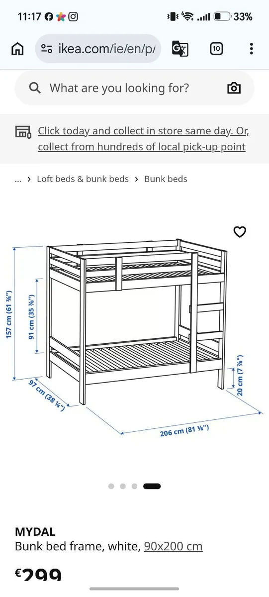Ikea mydal bunkbed with mattresses - Image 1