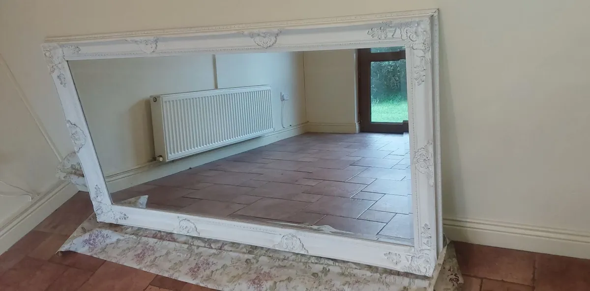 Leaner Shabby Chic Ornate Mirror White - Image 4